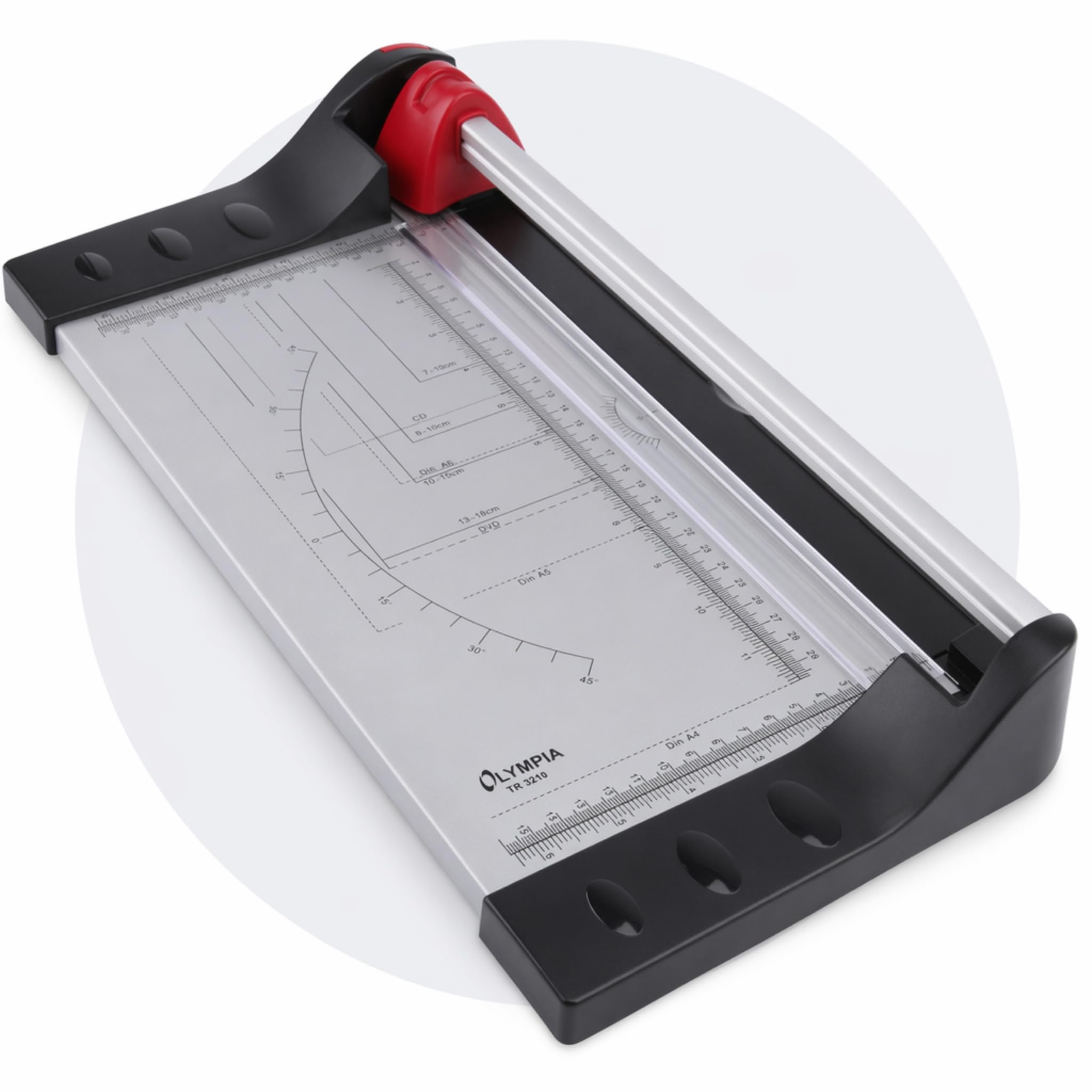 Olympia TR 3210 Rollenschneider A4 bis zu 10 Blatt Solide Metallplatte als Papierauflage | Ideal für Bastelarbeiten im Büro. Die kompakte Papierschneidemaschine mit sicherem Rundmesser eignet sich perfekt für Fotos