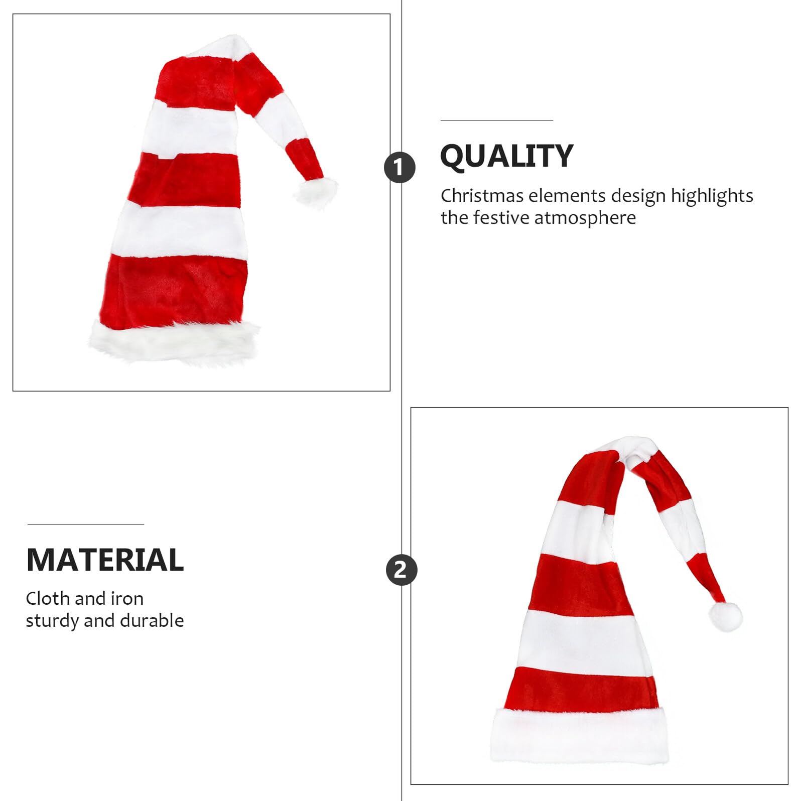 Sewroro Sombreros de Navidad para Fiestas 2 Piezas Gorros de Vestir Rojo y a Rayas Accesorios para Disfraces Navideños Decoración para Eventos y Actuaciones Festivas