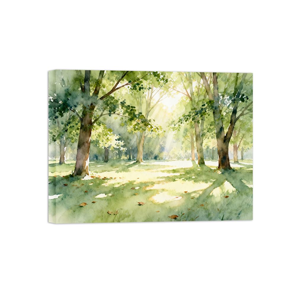 OZPWBVY Green Tree Landscape Canvas Wall Art Picture 70x90cm Framed