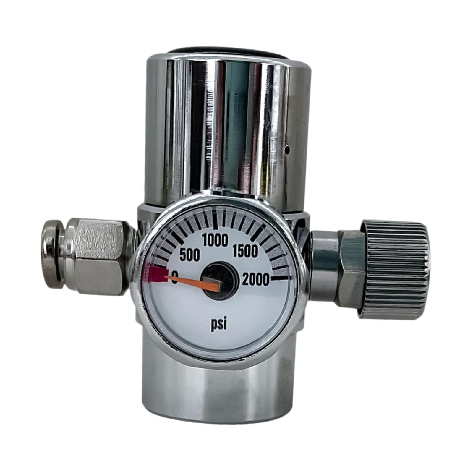 Perfeclan Válvula presión Constante para máquinas refrescos. Cuerpo latón para Botellas CO2 400 g. Perilla Flujo Ajustable con manómetro.
