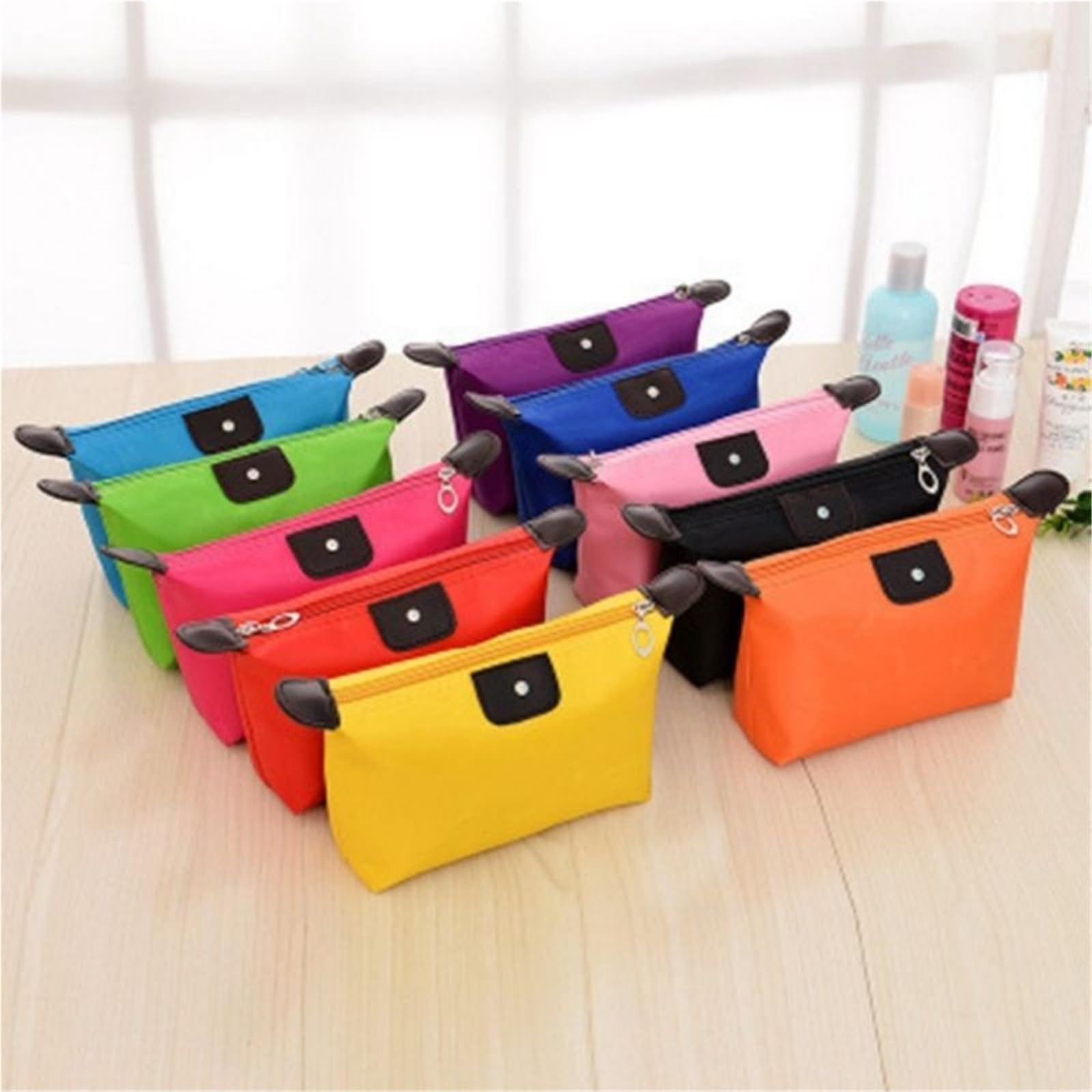 Bolsa de Maquillaje Plegable for Almacenamiento cosméticos for Mujer, Bolso portátil Viaje Multifuncional, 2 uds para Viajar(Black)