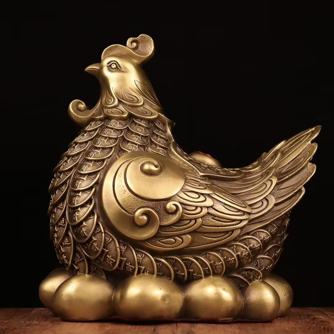 Dytartzx 5* Hen Statue Laying Eggs Hens Make Money With Feng Shui Decorations Family Chicken