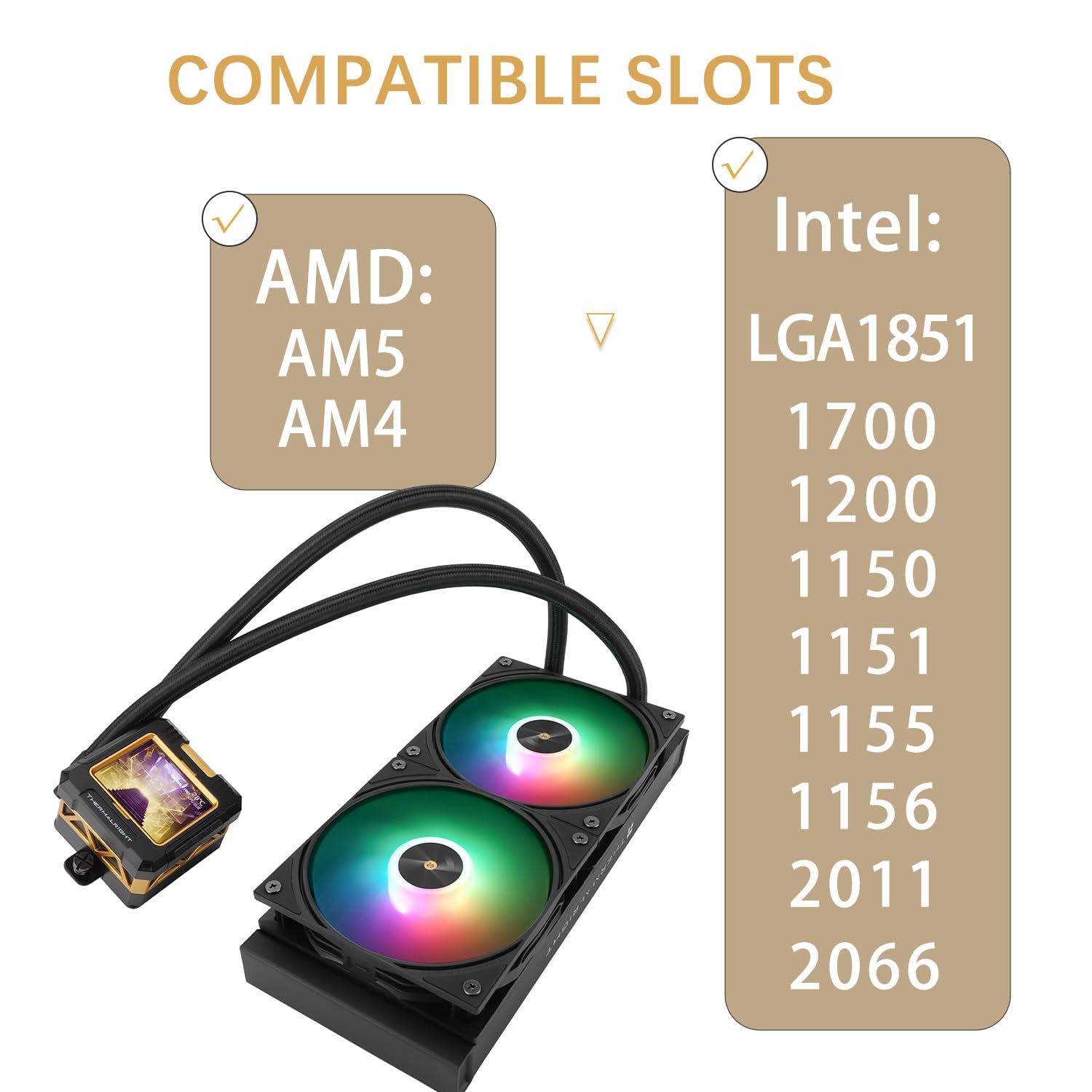 TR-Thermalright FW240 - Dispositivo di raffreddamento per CPU liquido ARGB, schermo LCD IPS da 2,4 pollici con risoluzione 320 x 240, magnetico, tema schermo fai da te, per AM4/AM5, LGA1851/1700/115x