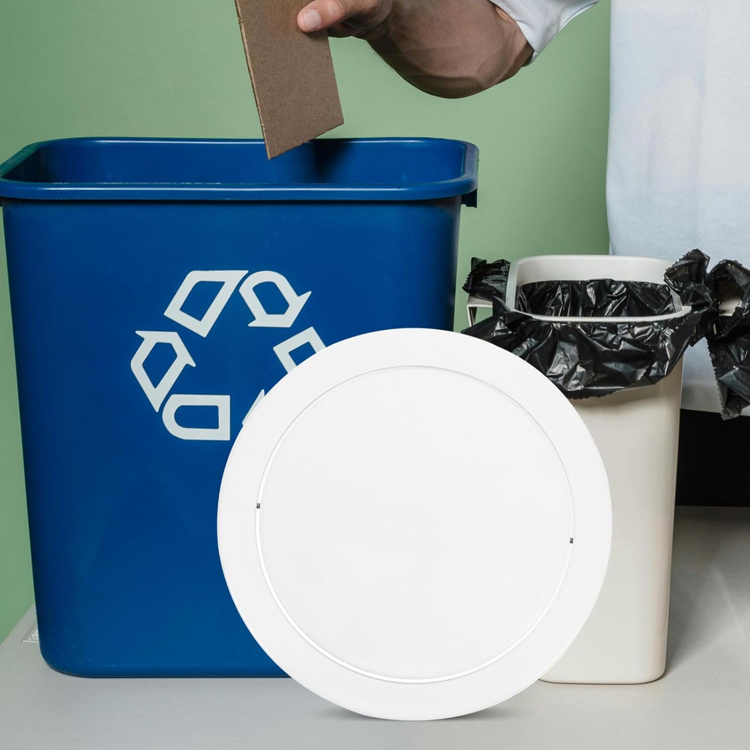 Angoily Steel Trash Can Lid Kitchen Recessed Flap Lid Trash Can Cover for Countertop Waste Bin