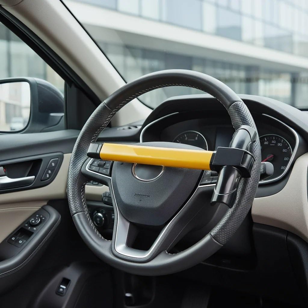 Antivols de voiture Serrure rotative de sécurité antivol en acier inoxydable, robuste, pour volant de voiture