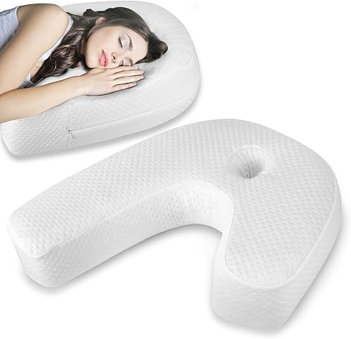 AMZDOTD Funda de almohada lateral para dormir extraíble lavable solo funda de almohada no incluye almohada de espuma viscoelástica color blanco