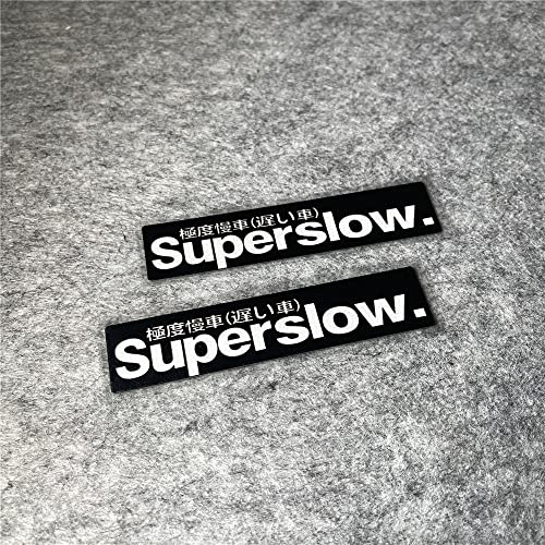 Image of Car Styling Sticker for Japanese Superslow Snail Creative Words Auto Oil Tank Window Body Vinyl Computer Case Motocross Decals (D 10x2.2cm Black 2PCS)