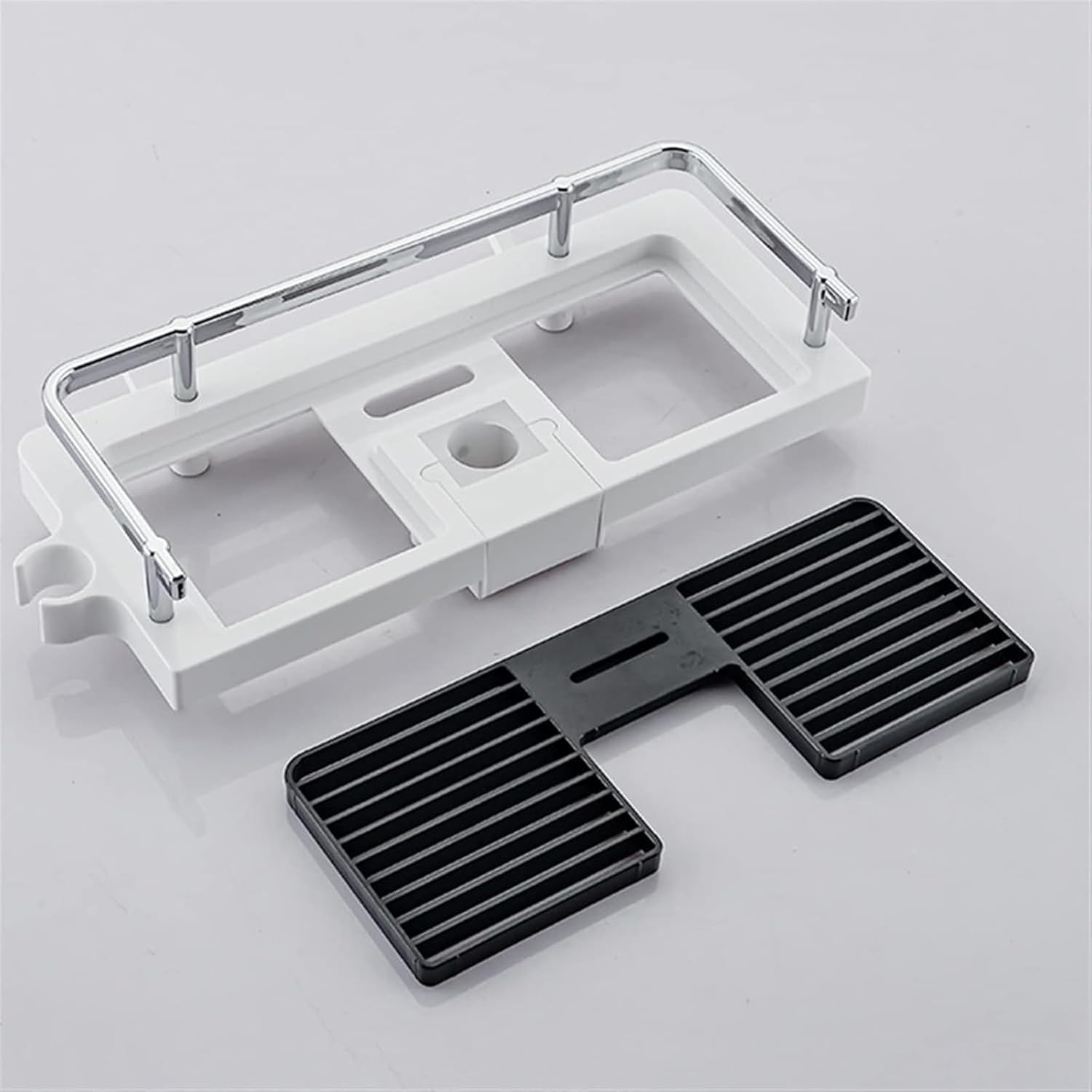 Bathroom Shower Storage Rack Organizer No Drilling Lifting Rod Shower Head Holder Shower Gel Shampoo Tray Holder Pole Shelves
