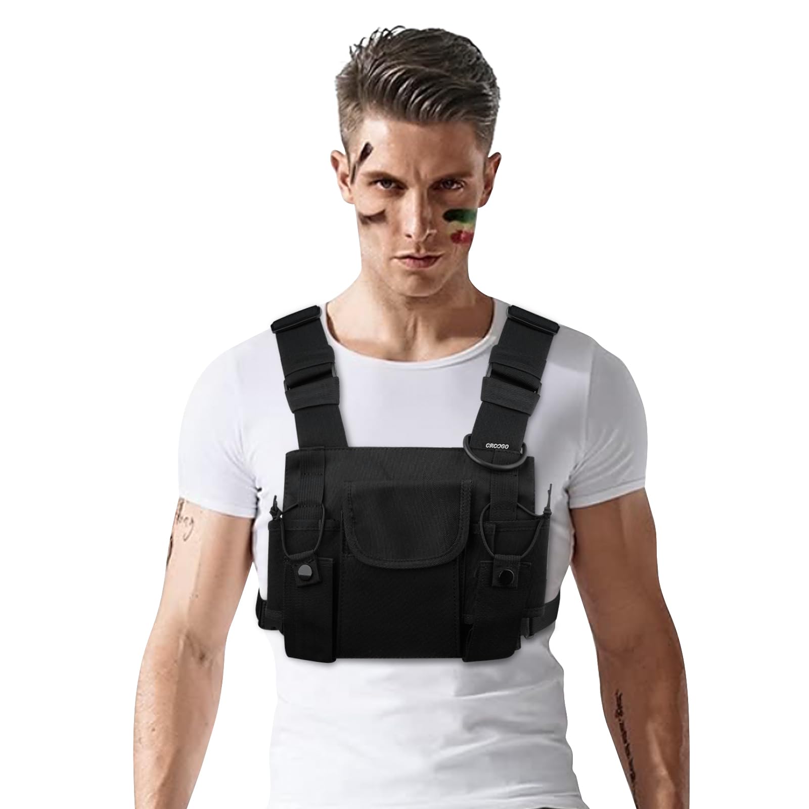 CLAPE Chest Rig Bag Regolabile Two Way Zaino Walkie Talkie Chest Pocket Harness Bags Pettorina Radio Borsa Hip Hop Streetwear