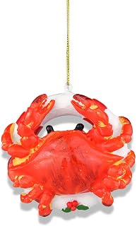 Needzo Carb Christmas Ornament, Festive Crustacean Hanging Tree Decor, Coastal Holiday Home Accessory, 3 Inches