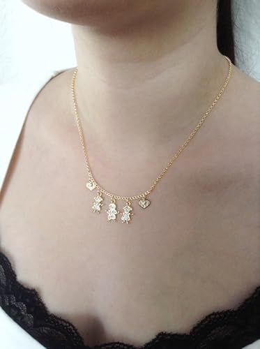 Miniatura 4 de SIFRIMANIA Personalized Children's Charm Choker Necklace, Boys or Girls Customizable Pendants, Growing Family Jewelry for Women