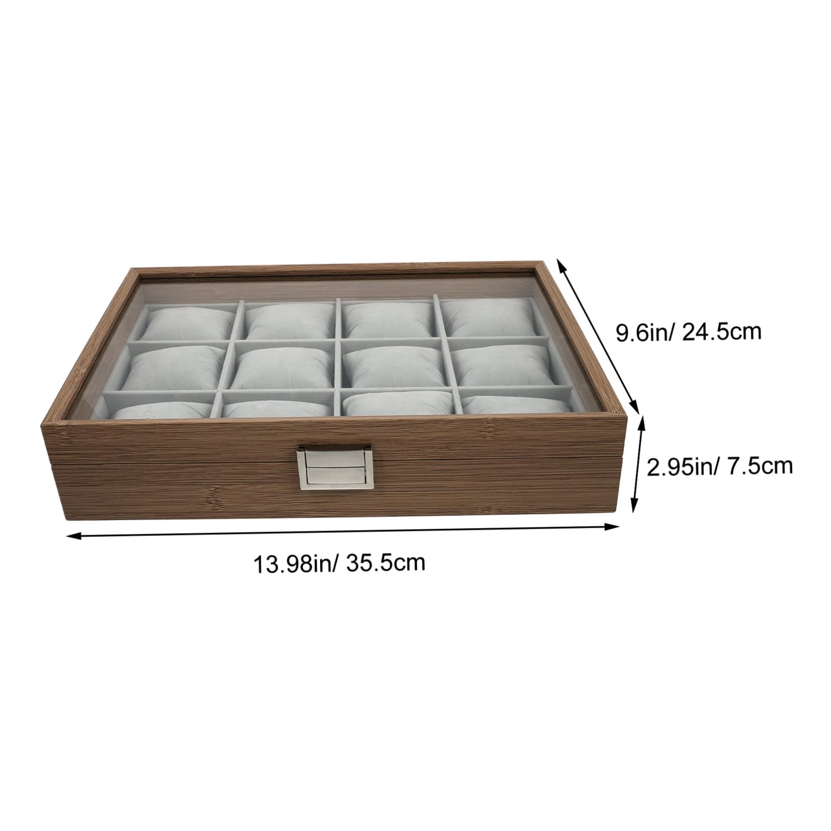 COLLBATH Scatola Porta Orologi in Legno con 12 Scomparti, Espositore | Cuscini Rimovibili Inclusi, Uso Personale e Decorazione Casa, per Anelli e Gemelli