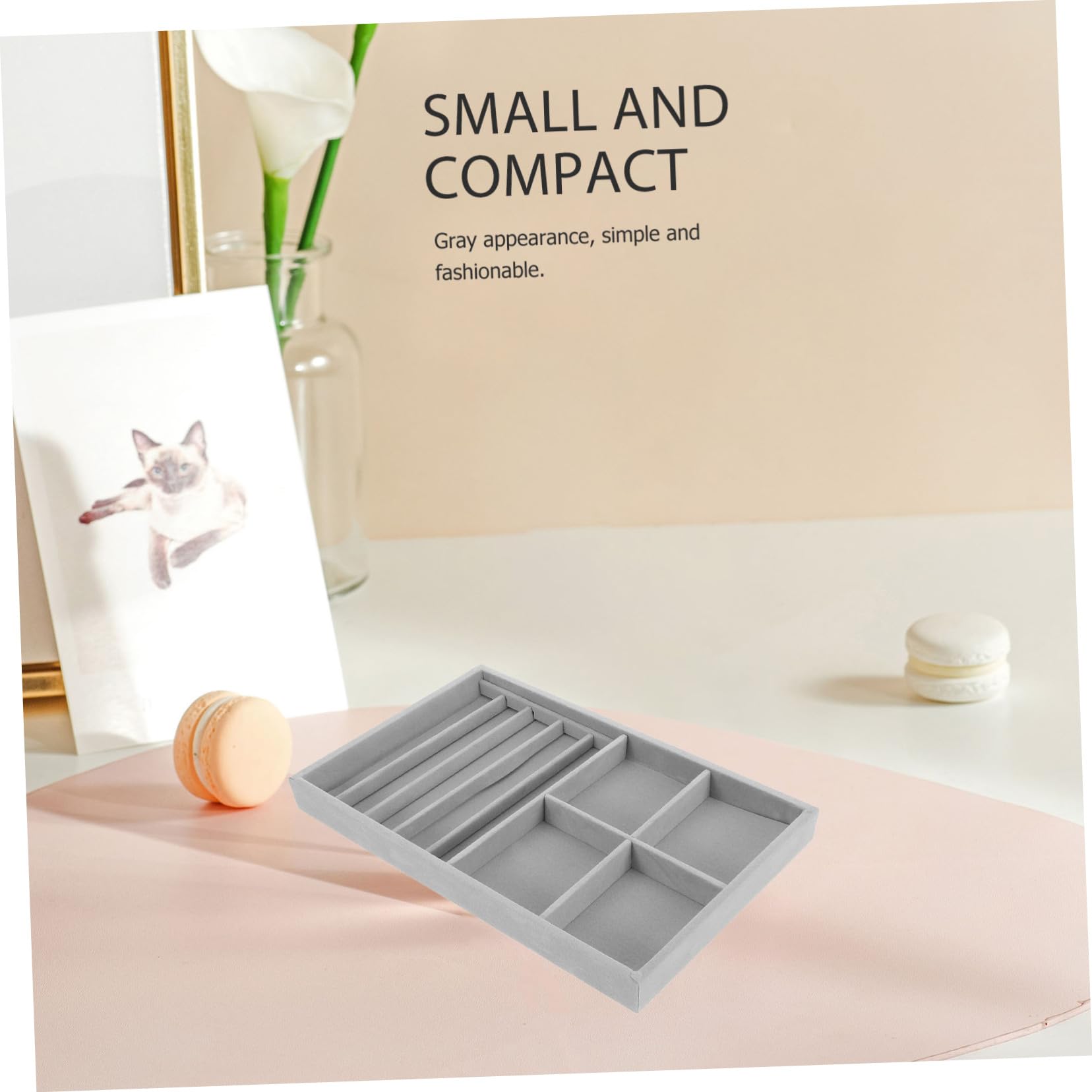 BESPORTBLE Bandeja Organizadora para Joyas de 4 Piezas Material de Terciopelo Diseño de 15 Compartimentos para Anillos y Pendientes Adecuado para Tienda de Joyería o Uso en Casa