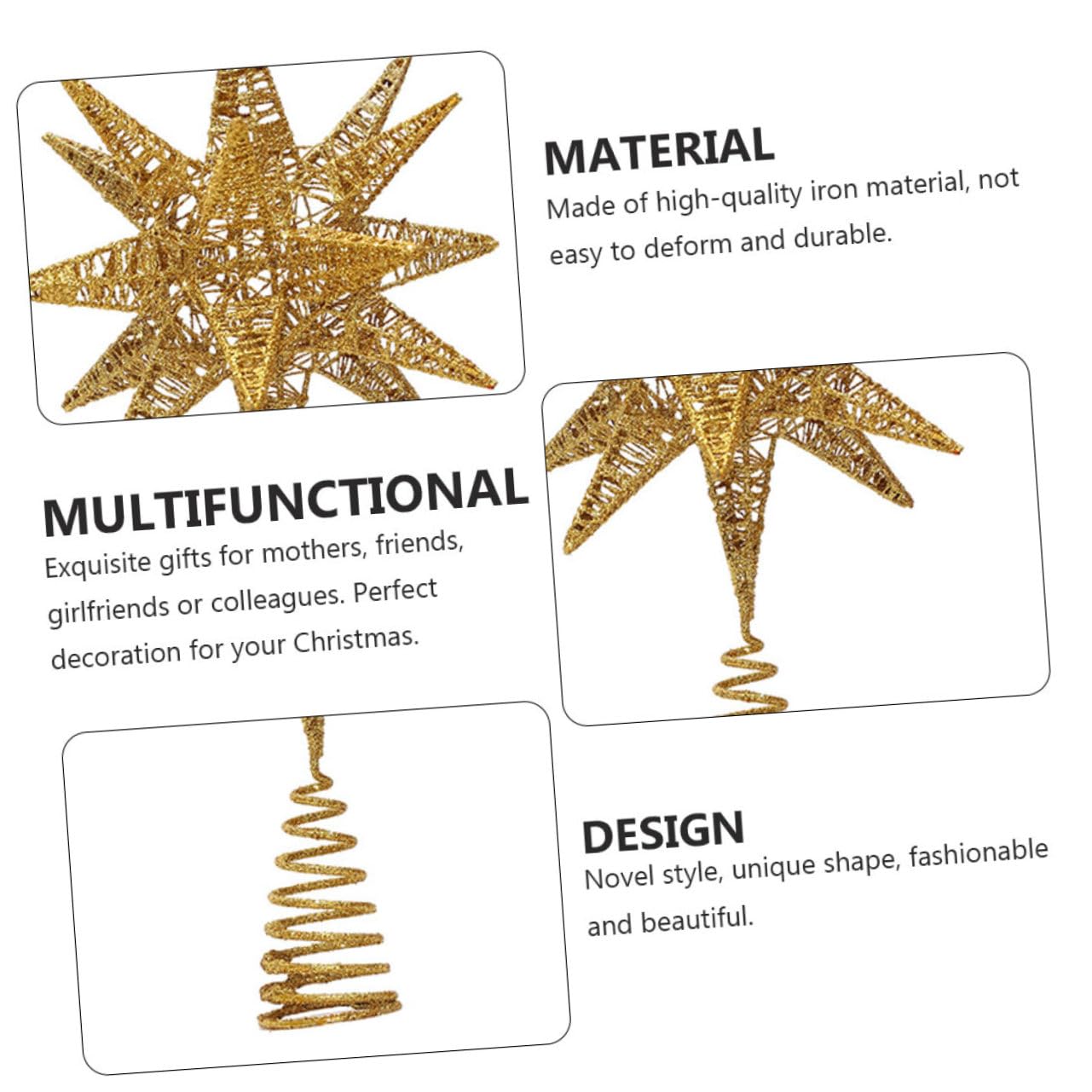 Zerodeko 1pezzi Decorazione per Albero di Natale in Ferro Stella Decorativa per Finestre Ciondolo Natalizio Unica Forma Ornamento Stella Resistente Tecnologia della Polvere da Spolvero