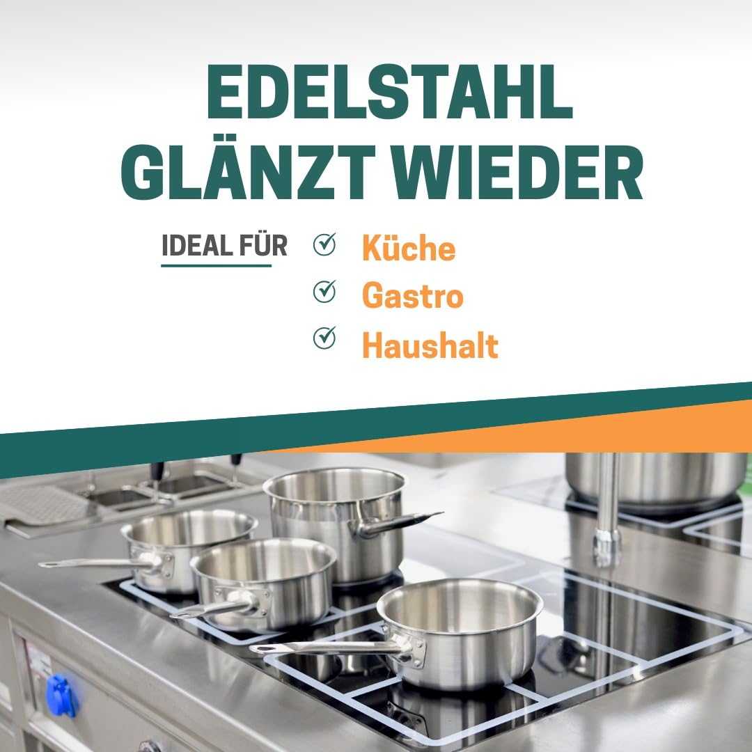 INOX® Edelstahlreiniger 2x10L – Edelstahl Reiniger & Politur für Küche, Spüle & Haushalt – Hochwirksame Edelstahlpflege für glänzende Oberflächen