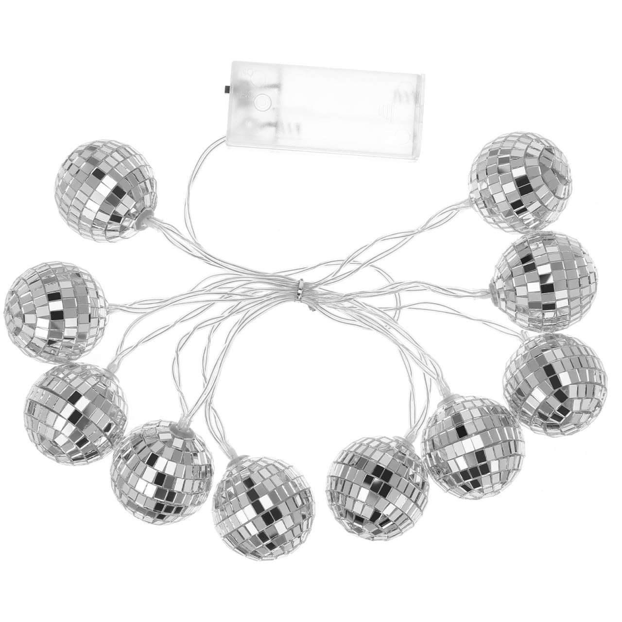 IMIKEYA 1.8m/70.7inch Disco Ball String Lights: Hanging 10 Led Mirror Ball Lights Ornament for Camping Tent Holiday Party Wall Window Tree Yard Garden Decorations(Batteries Not Included)