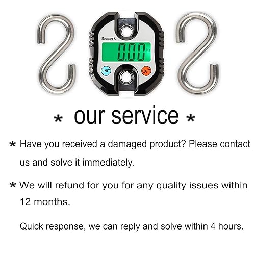 Vista 10 de Báscula colgante digital portátil resistente para grúa de 330.7 lbs, 300 libras, 2 pilas AAA (no incluidas) (naranja)