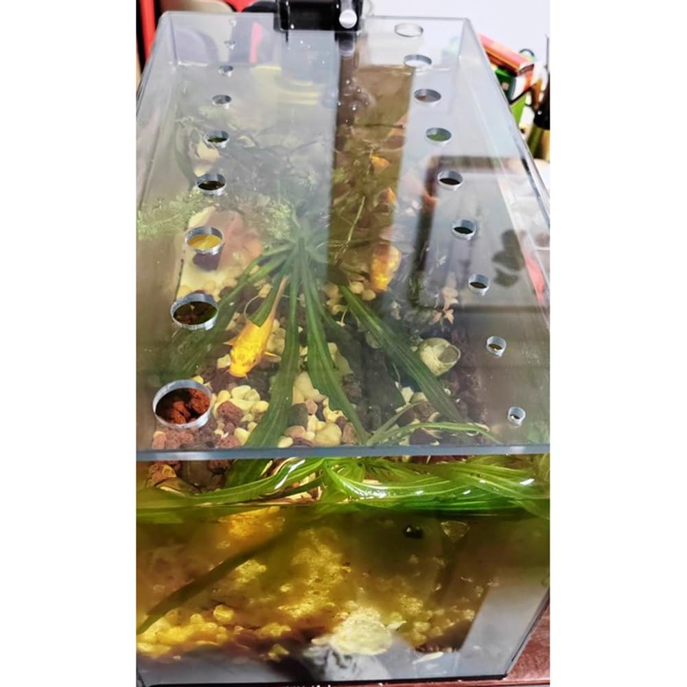 Rygcrud Couvercle en Acrylique Couvercle D'aquarium, Rectangulaire Couvercle D'aquarium Résistant Aux Chats, Aération Panneau Transparent Couvercle Découpable Contre-Saut(50x30x3cm)