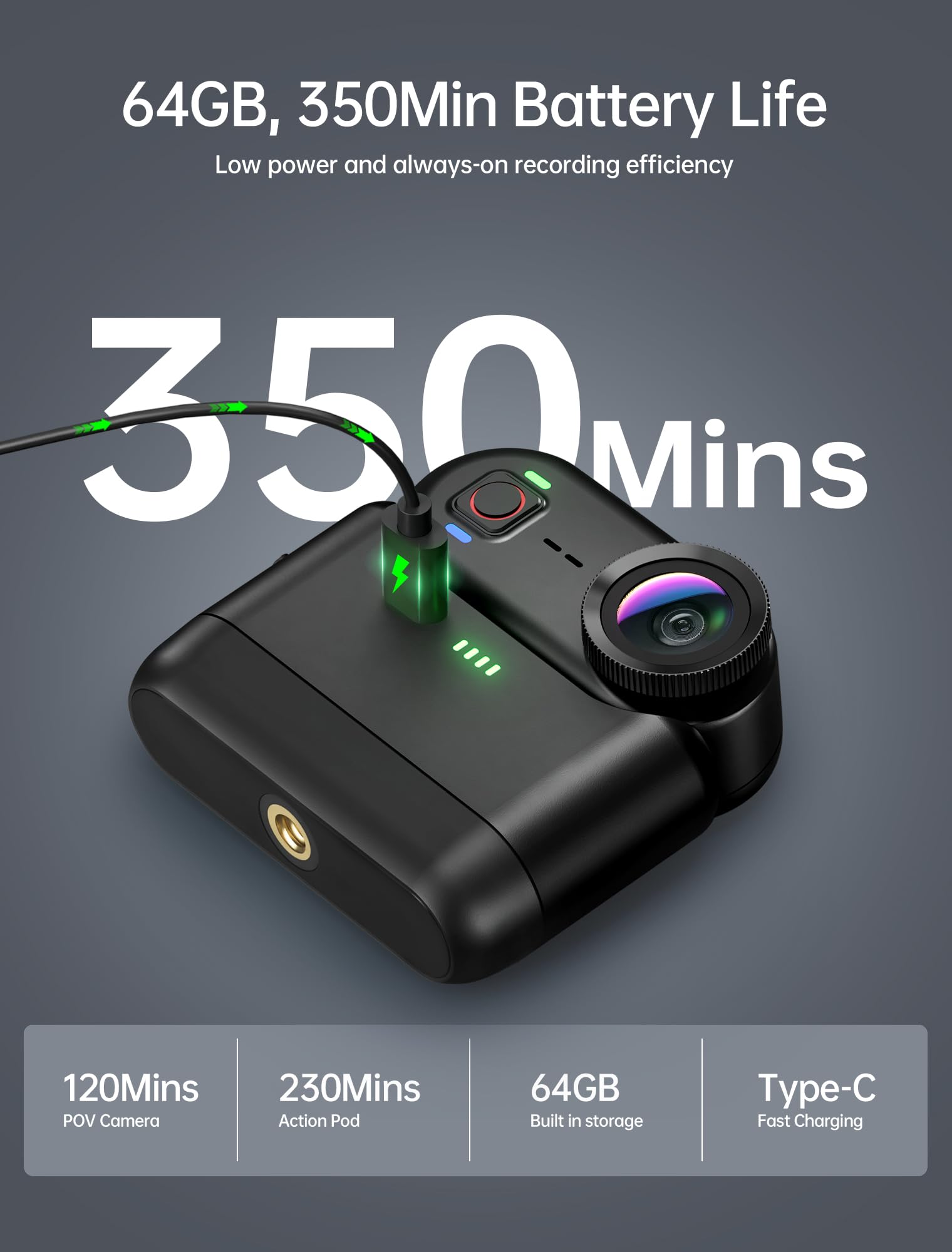 4K Mini Body Action Cameras POV Body Cam, 64GB Sports Camera with Audio Video Recording, Portable WiFi Magnetic Wearable Waterproof Thumb Camera for Motorcycle Vlogging Skiing Cycling Hiking-Black — view 8