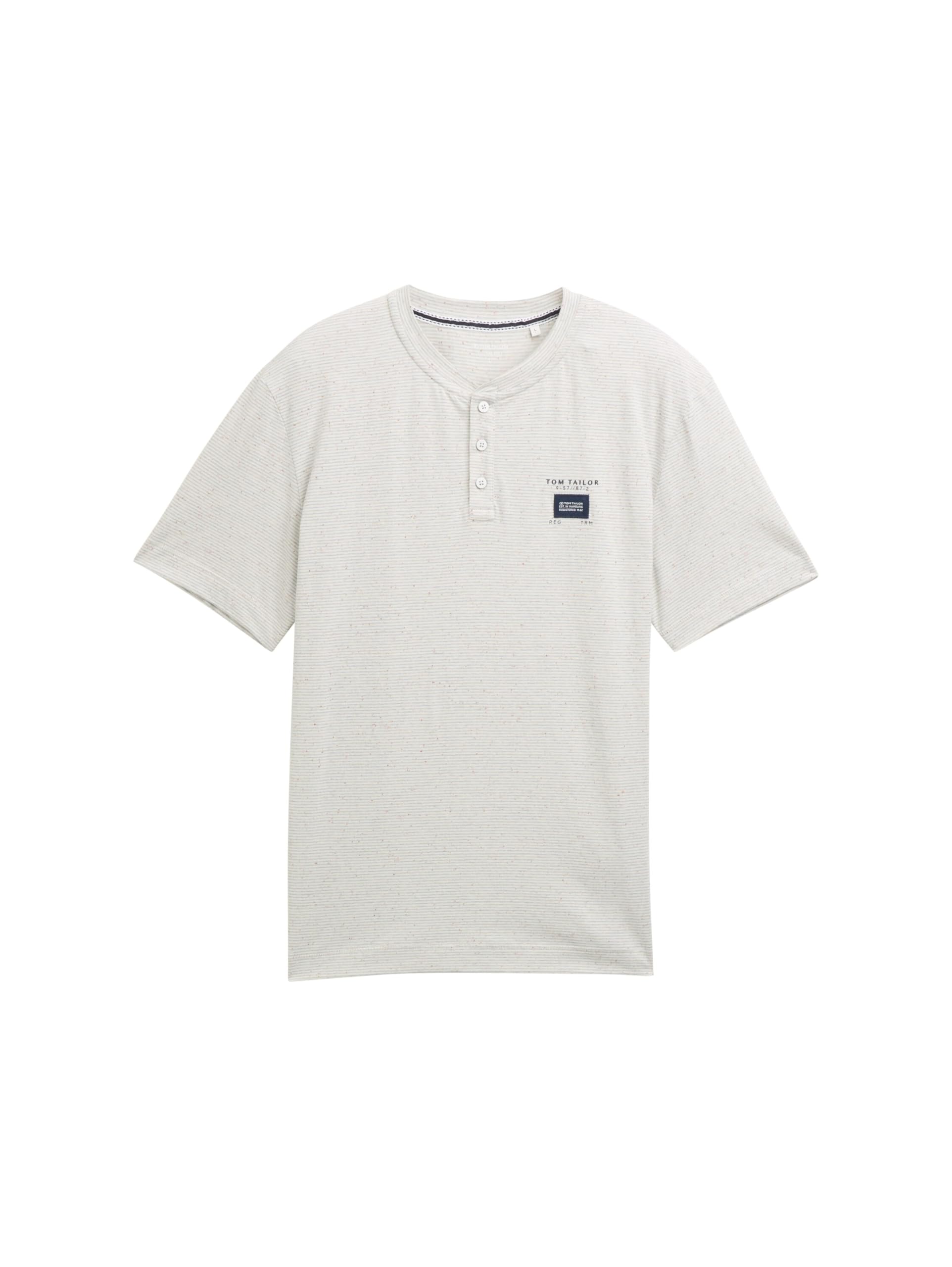 TOM TAILOR Men's T-Shirt, 38083 - Off White Multicolour NEP, XS