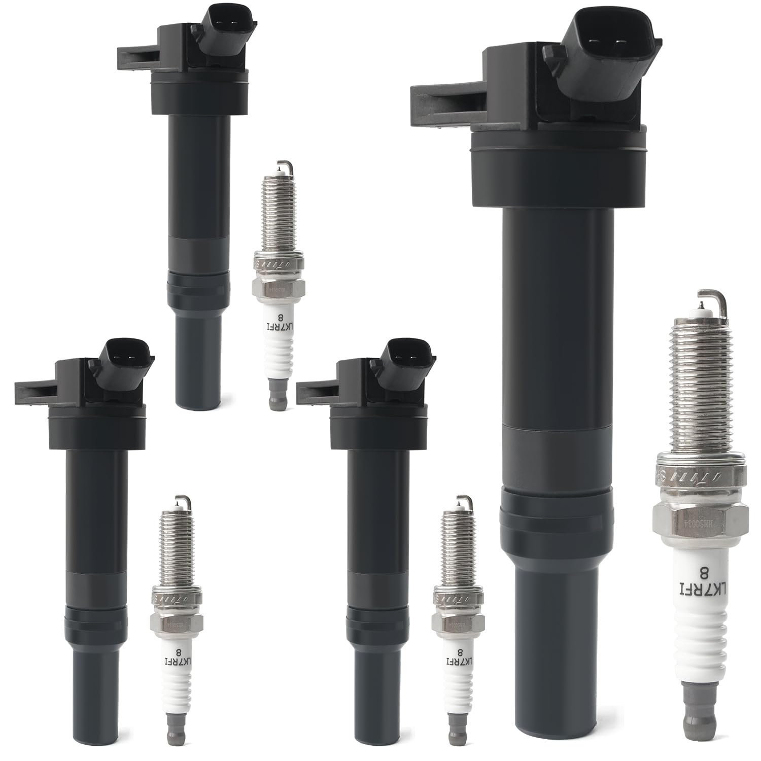 Photo 1 of Set of 4 Ignition Coil Packs & Iridium Spark Plugs Compatible with 1.8L 2.0L L4 2012-2020 Hyundai Elantra Coupe GT, 2014-2020 Tucson, 2014-2016 Kia Forte, 2012-2019 Kia Soul Replace UF651 9686 (2-Pin)