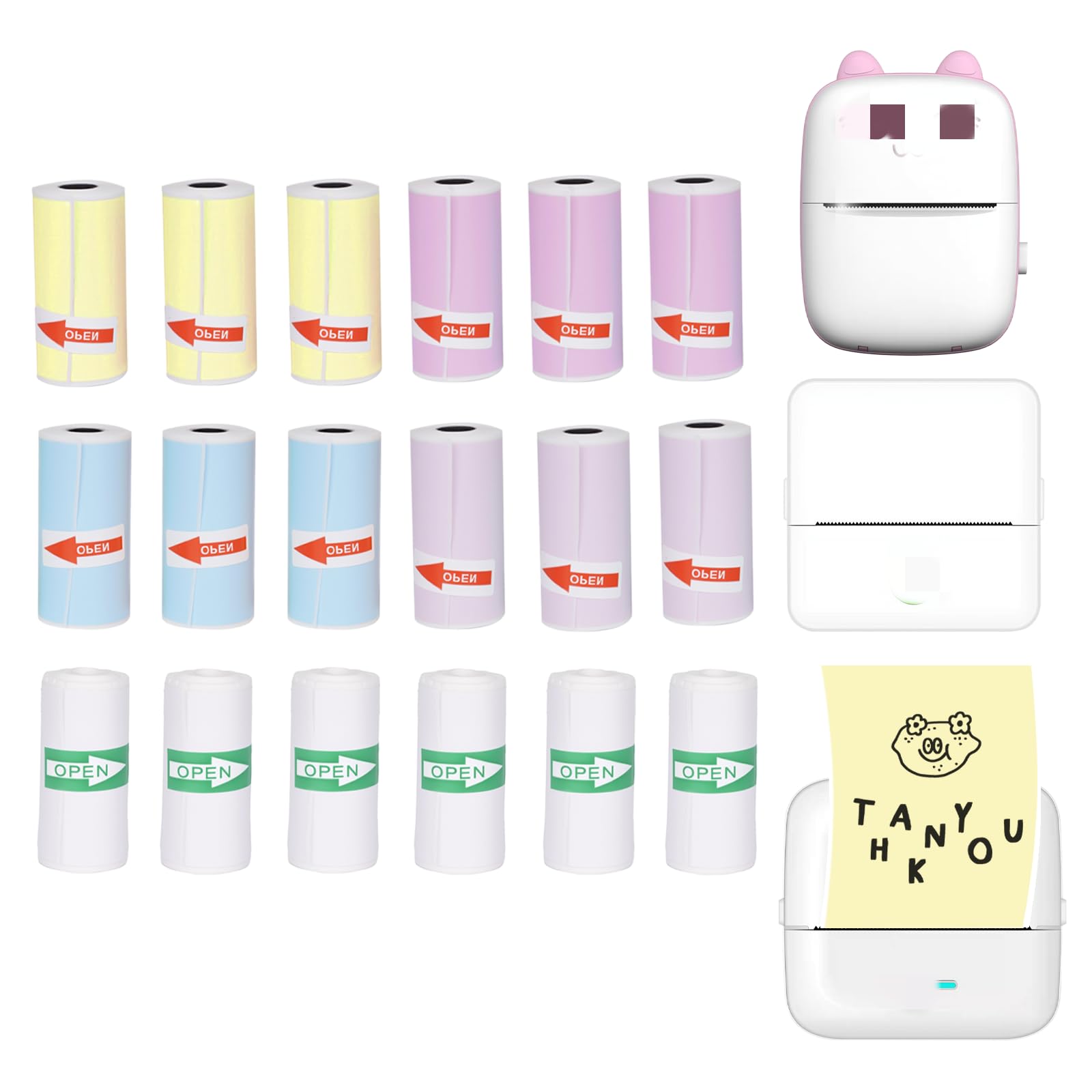 18 Rolls 57 x 25 mm Sticker Printer Paper,Self-Adhesive Compatible with Most Mini Portable Printers. Thermal Paper for Most Camera Paper Roll Refill(5