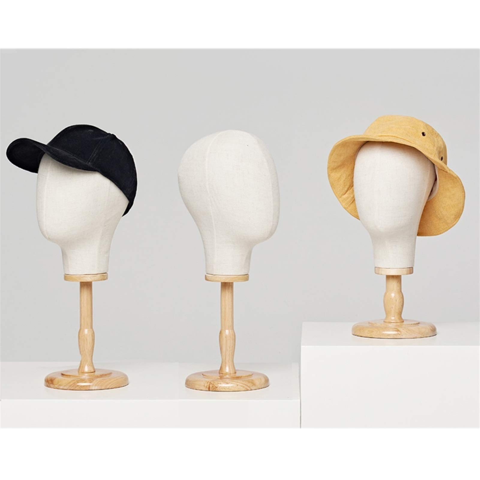 Stojak na biżuterię Mannequin Hat Display Stand Male and Female Head Mold Dummy Head Jewelry Jewelry Scarf Wig Display Stand Cloth Head Mold with Wooden Base Uchwyt do wyświetlania biżuterii (Color :
