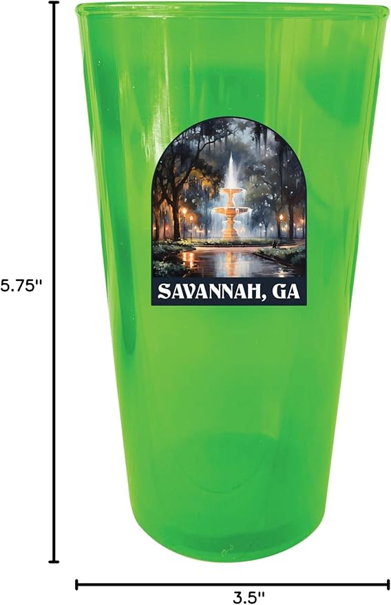 Vasos de Plástico R and R Imports Savannah Georgia 16 oz Verde Pack de 4 miniatura 3
