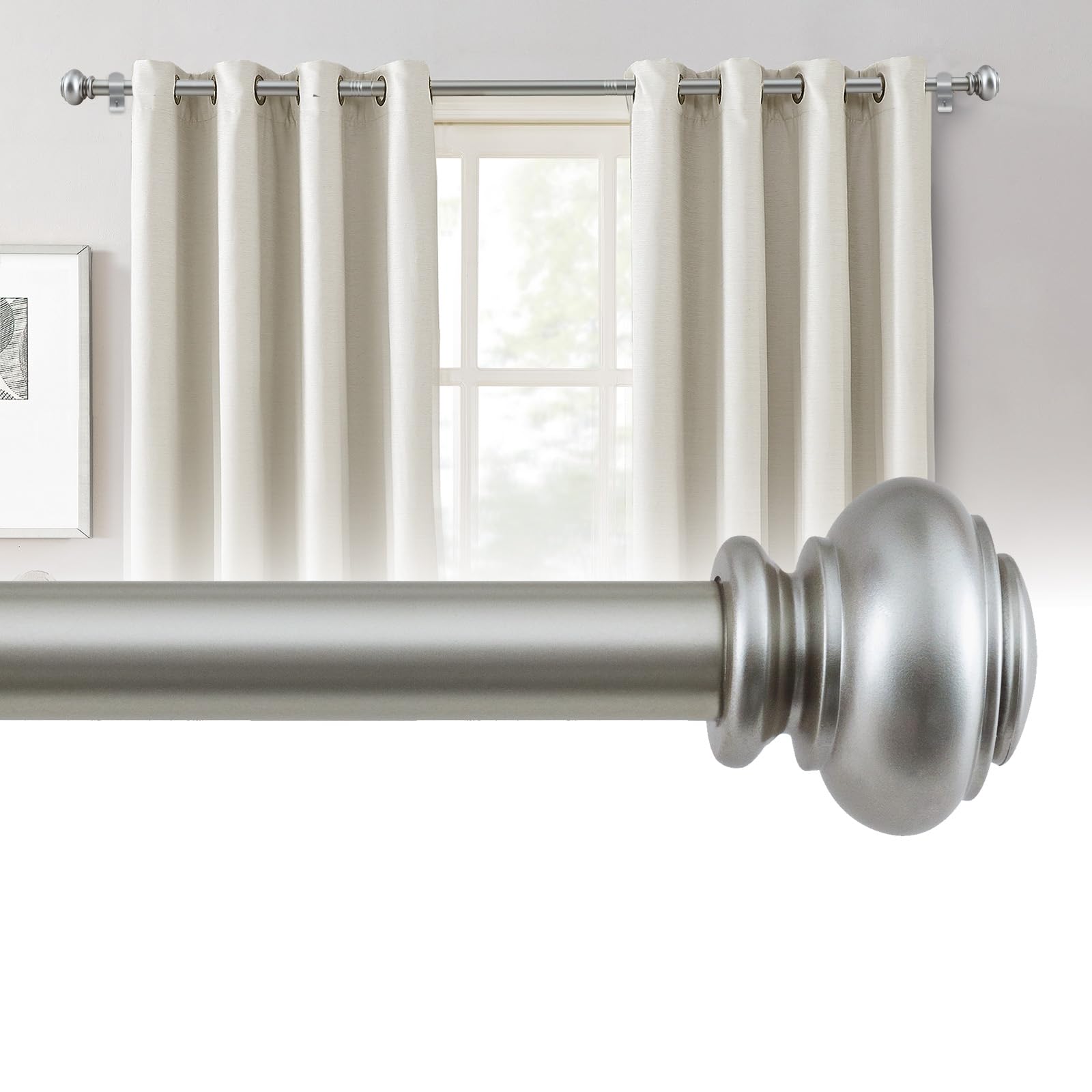 BellaHills Barra Cortinas Níquel 76-230 cm, Barra para Cortinas Extensible con Soportes de Instalación, Diámetro 25mm,Diseño Moderno para Dormitorio y Comedor