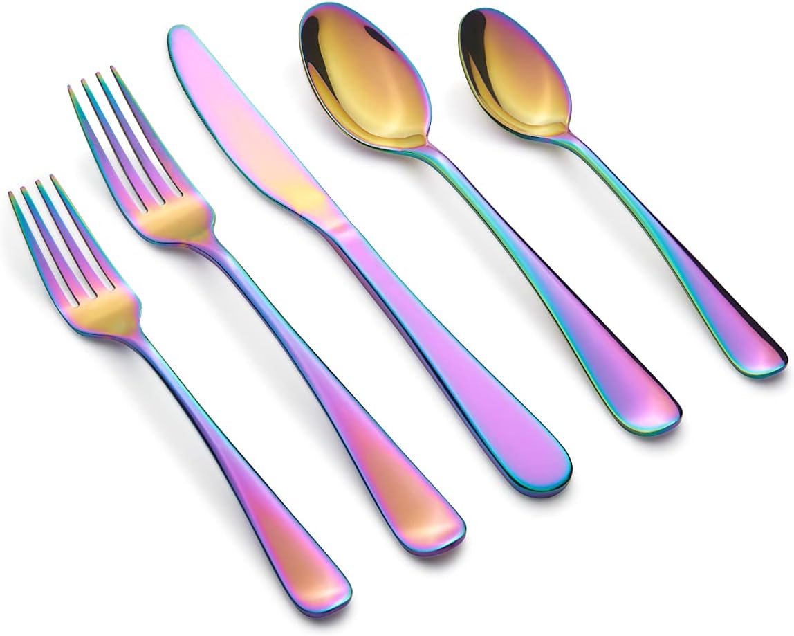 Silversmiths Rhiannon Rainbow Mirror 20-Piece Flatware Set, Service for 4