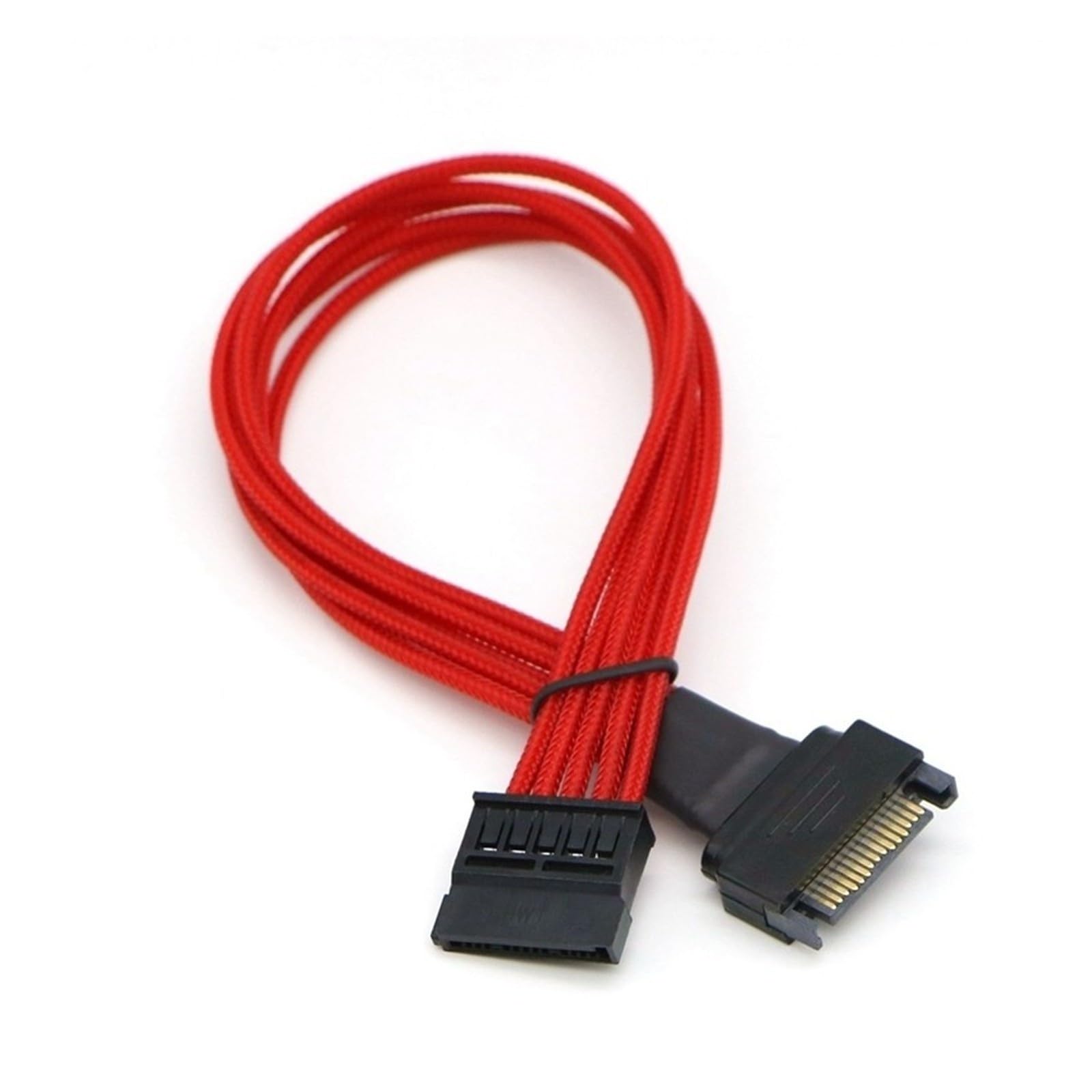 Generico Cavo di prolunga alimentazione con maniche SATA da 15 pin maschio a femmina(40cm,Red)