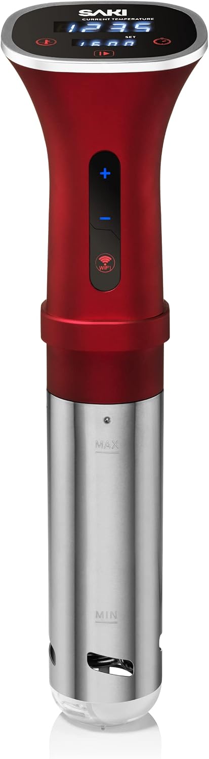SAKI Sous Vide Cooker, 1100 Watts Thermal Immersion Circulator, Stainless Steel Precise Cooker with Digital Display, Temperature and Timer for Cooking