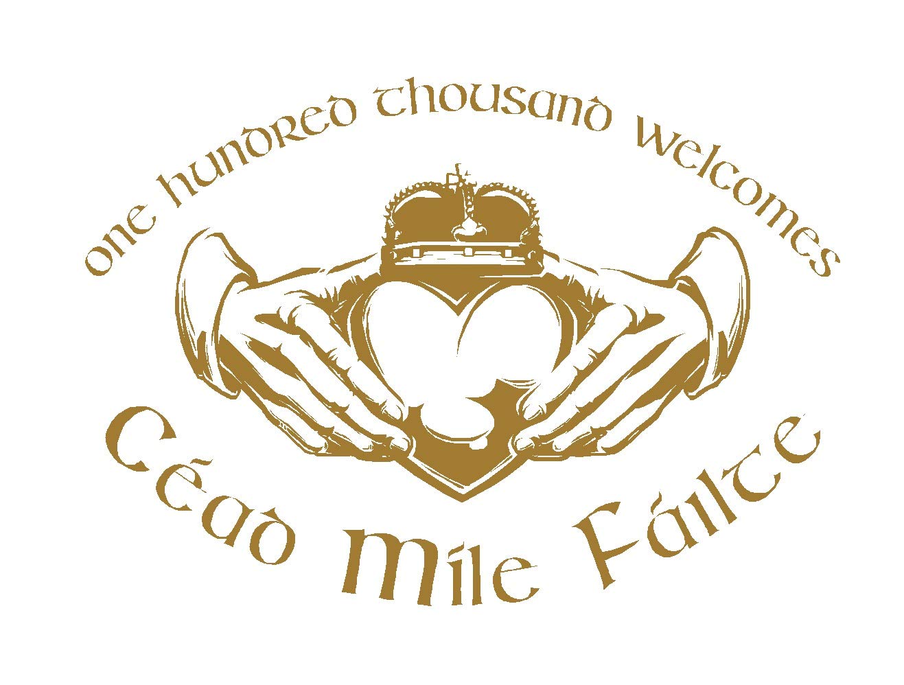 Lightningsigns Gold Irish Welcome Claddagh Céad Míle Fáilte Blessing Wall Art Quote Lounge Sticker (Gold)