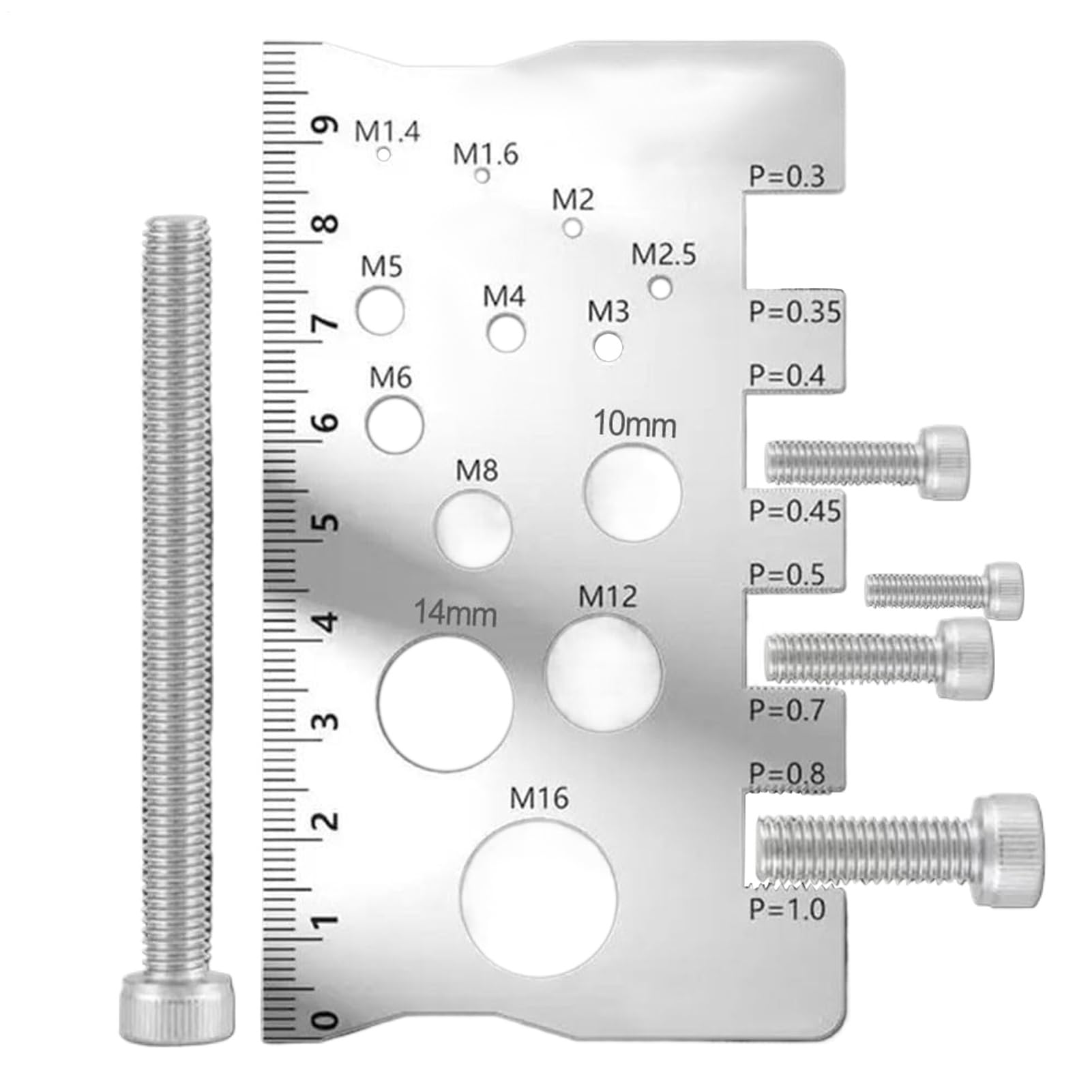 Bolt Size Finder - Bolt Thread Pitch Checker | Thread Pitch Gauge,metric Bolts And Nut Identifier,easy-To-Read Threads Gauge Ruler For Woodworking, Mechanical, Workshop, Automotive, Metalworking, Gara
