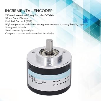 Incremental Rotary Encoder, 1200/2000PR DC5V-24V 2 Phase Incremental Rotary Encoder, 50mm OD, PNP Output (2000P/R)