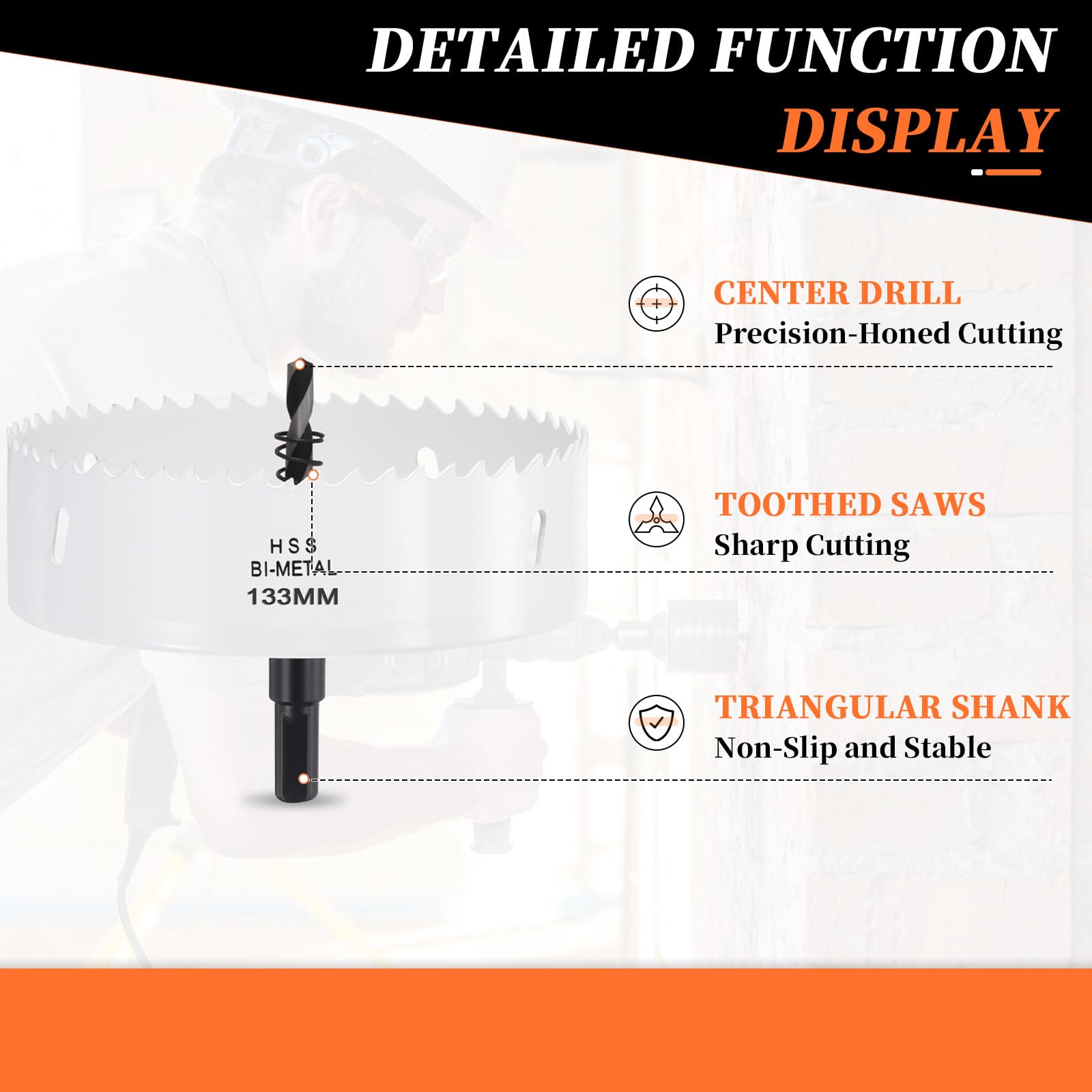 METALLIXITY Bi-Metal Hole Saw 5-15/64", M42 HSS Circular Head 133mm Hole Cutter with Center Drill Bit - Image 3