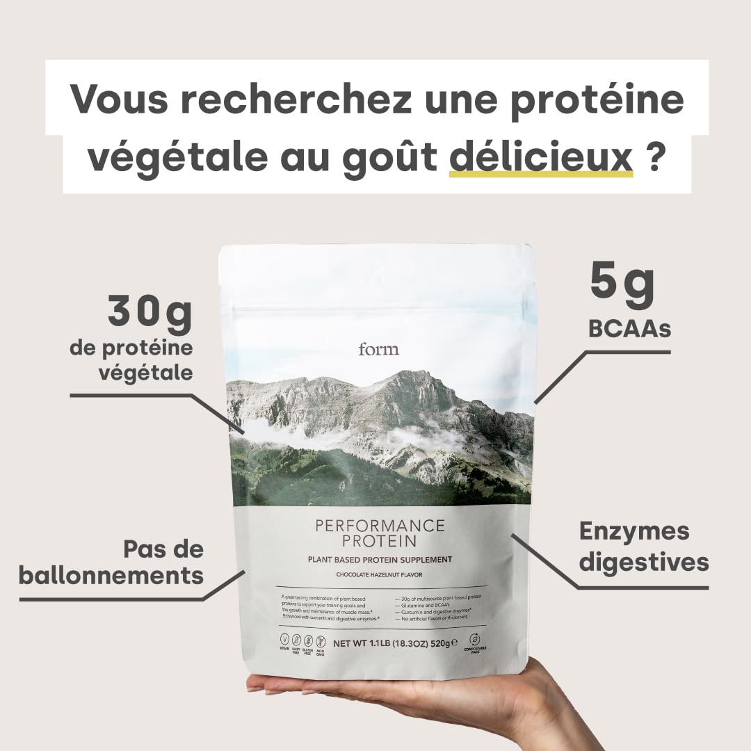 Protéine Performance de Form Poudre de proteine vegetale - Vegan Protein Powder avec des BCAA et des enzymes digestives, parfait après l’entraînement. Au goût délicieux, même avec de l’eau
