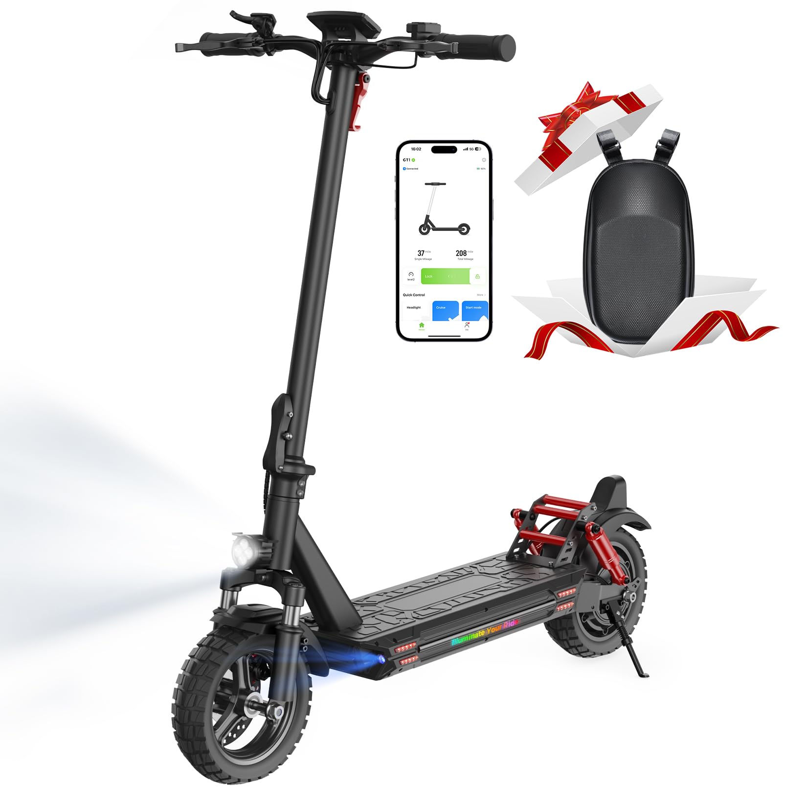 iScooter Trottinette électrique pour Adulte 10" avec serrures électroniques, Moteur de 8OO, autonomie 40-45 km, Max 25 km/h, contrôle app, Trottinette électrique Adulte Pliable, Charge 150 kg, Sac