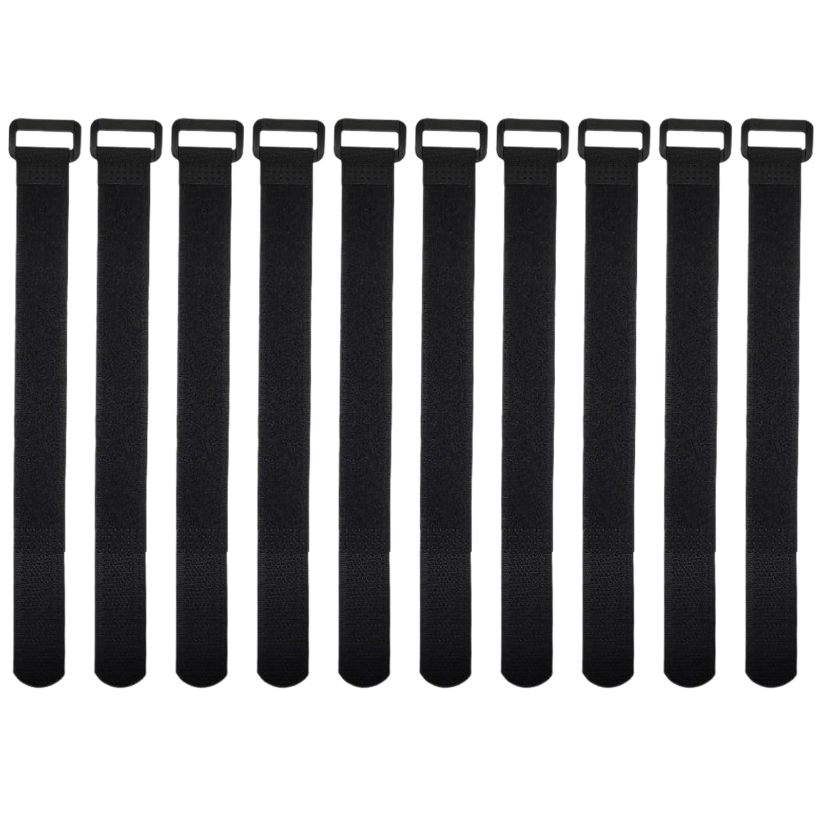10 Pack Hook and Loop Straps Reusable Cable Ties Cable Organisers(300mm x 25mm), Black
