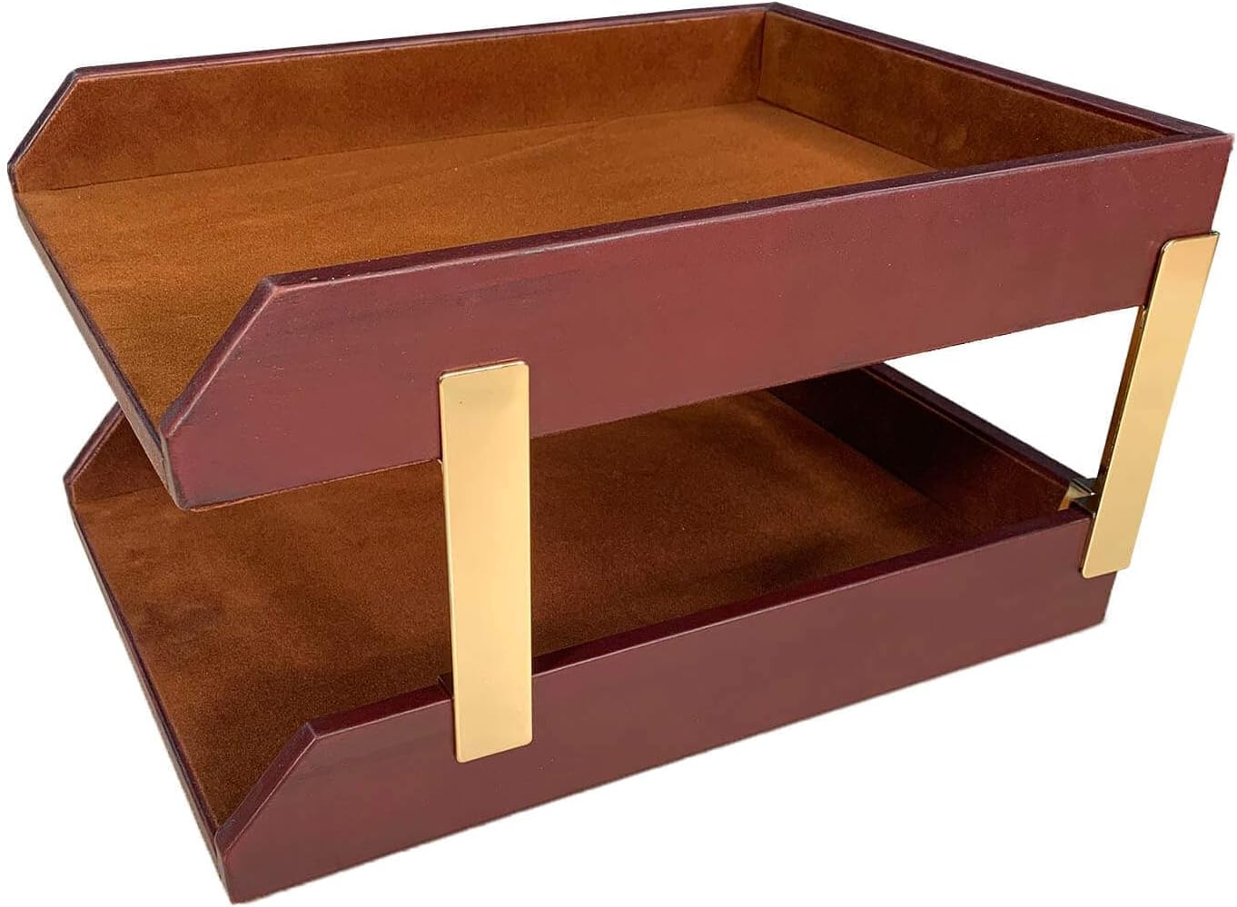 Dacasso Mocha Leather Double Letter Tray (A3020)