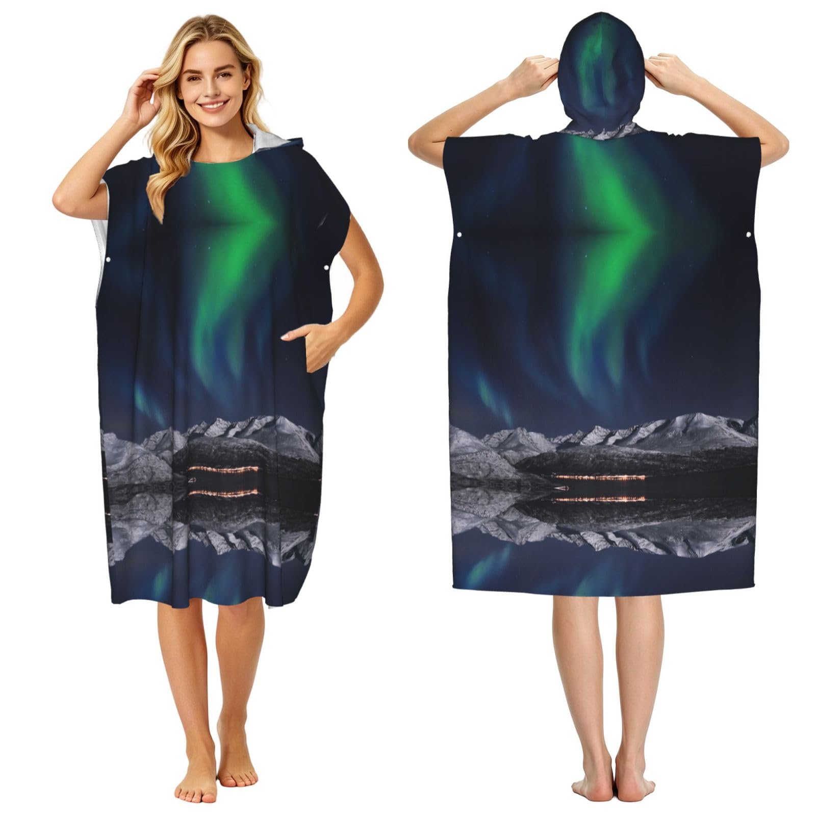 Peignoir à capuche séchage rapide et poncho léger pour plage et piscine