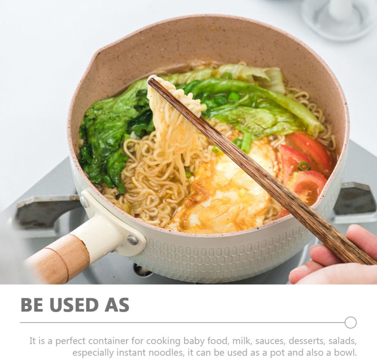 Non-stick Milk Pan Saucepan with Lid 18cm White Food Cooking Pot Complementary Food Stew Pot for Kitchen Use