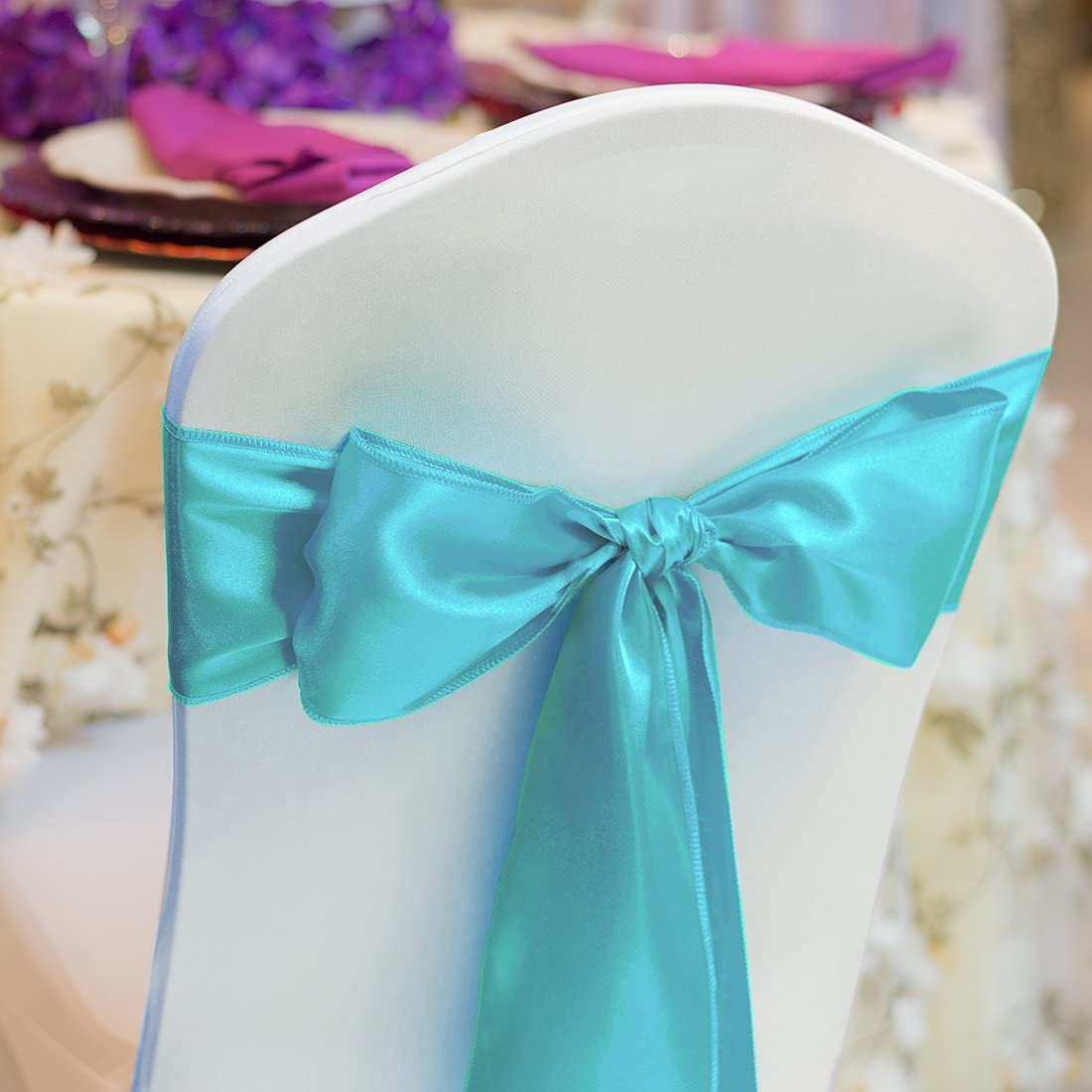 LinenTablecloth Satin Sash (10-Piece) Turquoise