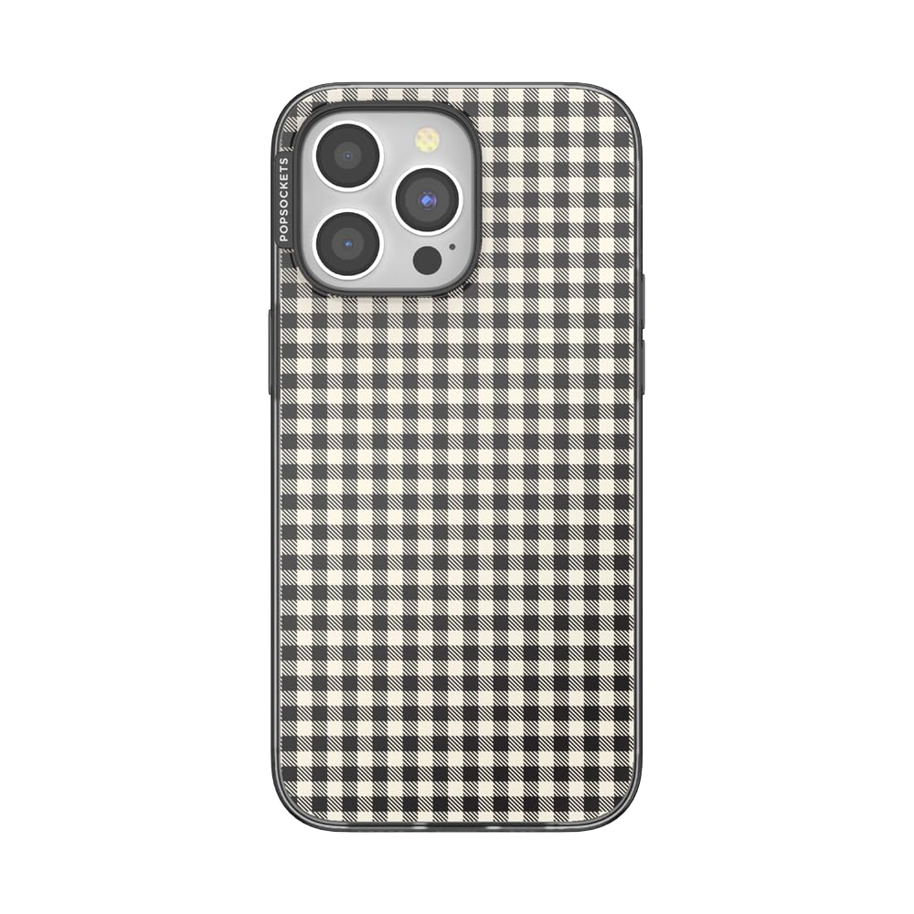 PopSockets iPhone 15 Pro Max Hülle kompatibel mit MagSafe, Handyhülle für iPhone 15 Pro Max, kabellos aufladbar, nur Hülle, Süßer PopSocket - Gingham