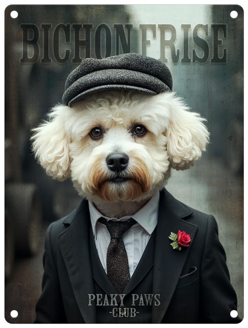 Small (150 x 200mm) Metal Sign - Peaky Paws Club (Bichon Frise)