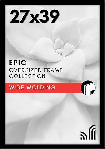 Vista 139 de Americanflat Portarretratos de 12 x 17 pulgadas con plexiglás pulido, marco de fotos color negro, marcos de fotos anchos hechos de madera