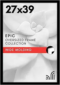 Americanflat 27x39 Poster Frame with Polished Plexiglass - Black Picture Frame - Wide Photo Frames Made of Engineered Wood for Vertical or Horizontal Wall Display - Epic Collection - Black