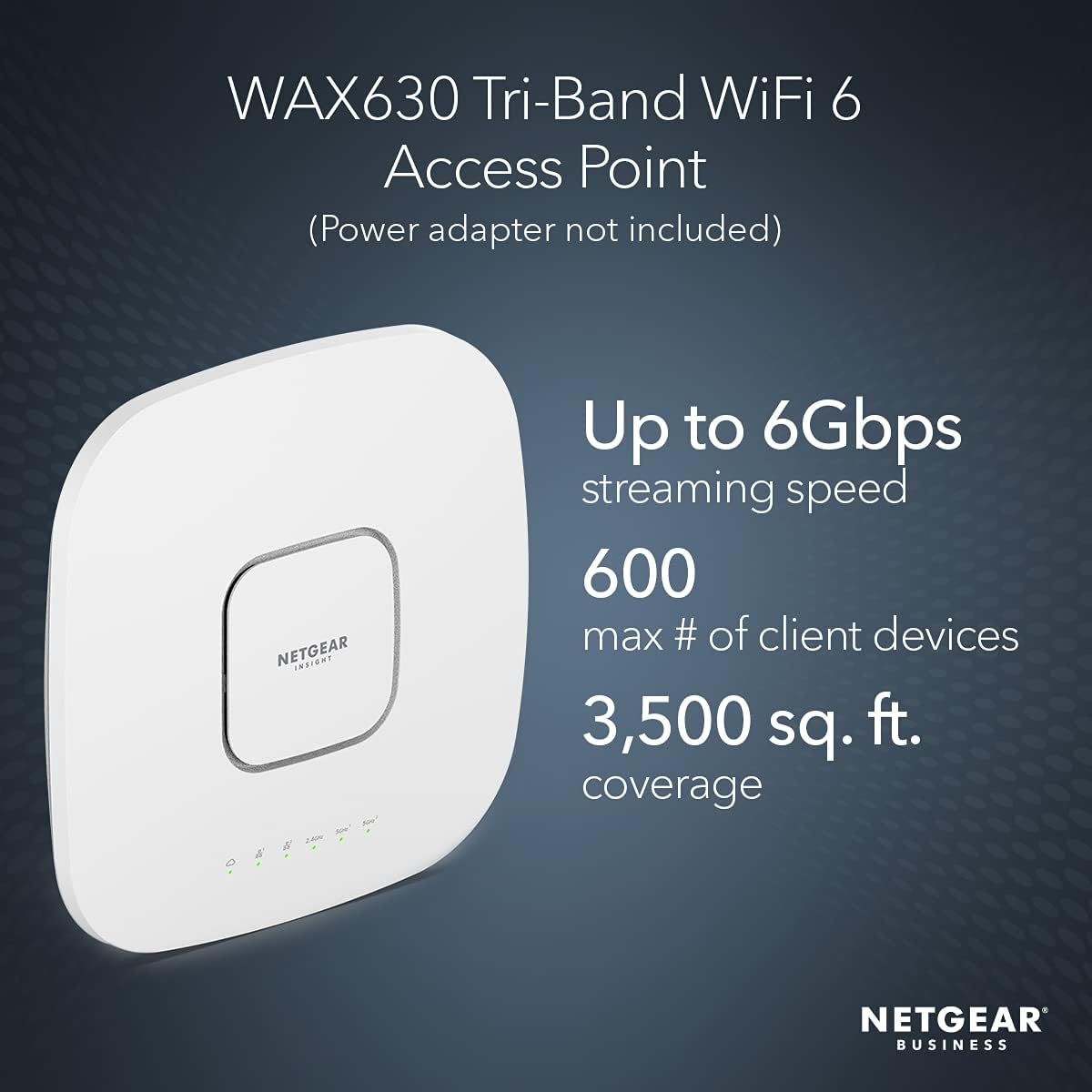NETGEAR Wireless Access Point (WAX630) - WiFi 6 Tri-Band AX6000 Speed | Mesh | 1 x 2.5G Ethernet Port | 802.11ax | MU-MIMO | Insight Remote Management | PoE++ | Power Adapter not Included : Electronics