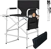 JXUFDHO 41" Tall Makeup Artist Directors Chair - Foldable with Side Table, Cup Holder, Storage Bag & Footrest, 400lbs Capacity