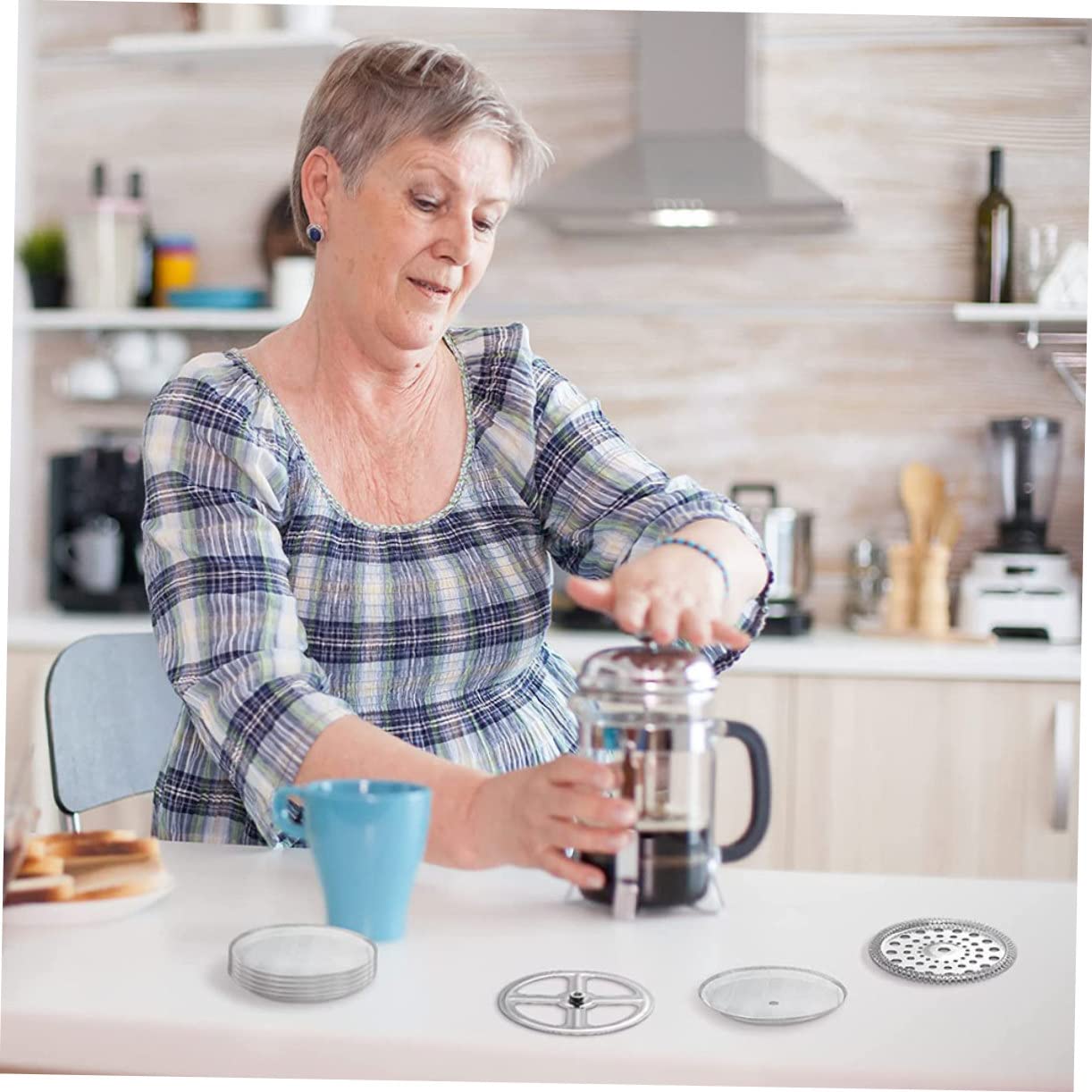 Amosfun 30 Stk Kaffeemaschinenfilter Wiederverwendbarer Kaffeefilter Espresso-kaffeemaschine Kaffeesieb Cafeteras Expresso Perkolatoren Kaffeefilter Mit Loch Rostfreier Stahl Silver